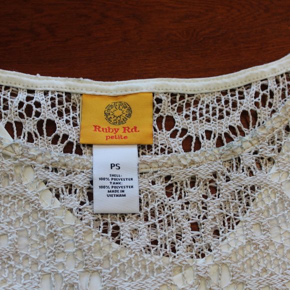 Ruby Red Lace Top with Slit Sleeves, Creme Top, PS - Picture 4 of 10